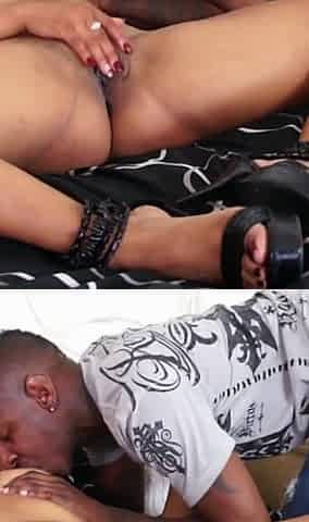 Tattooed ebony vixen gets pounded