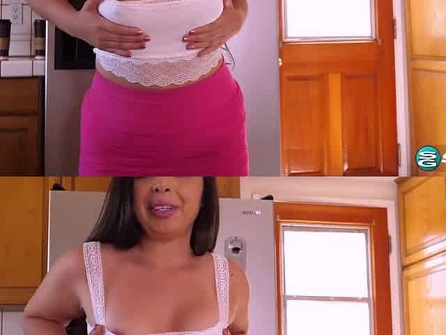 Latina girl strips her clothes down and lays on the couch to play with her pussy