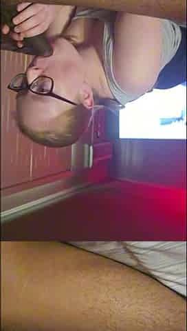 Large butt Ginger in glasses with precious bazookas rides Jungle bunny's BBC pt1