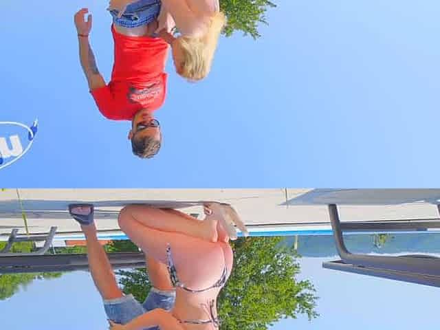 Lustful poolside oral job with boss's milf while neighbors witness - extreme homemade porn!