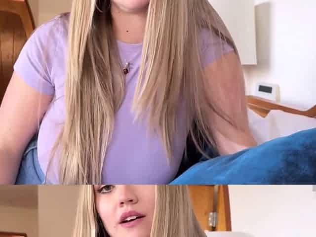 Sexy blodne girl with big tits teases my cock with her mouth and then starts riding it like a pro cowgirl