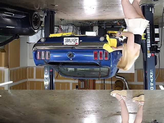 ASMR: Breasty Golden-haired Shows Us Her Round Booty Whilst Cleaning Car