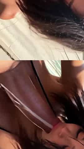 Brunette poolside deepthroats, blonde bedroom sucks