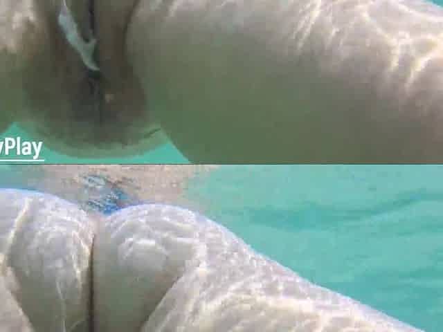 Creampie underwater, cum dump swimming after beach fuckfest