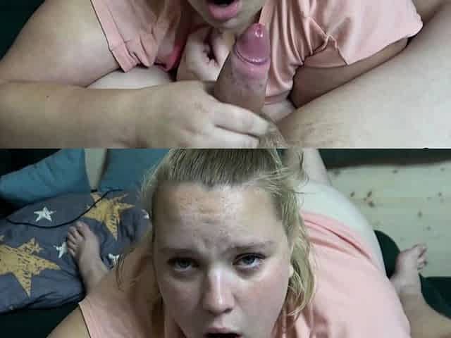 Chubby girl gives a nice blowjob