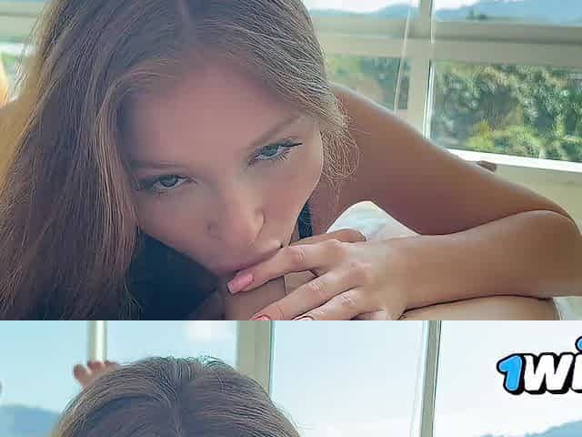 -yes, babe, I'm at a ally's abode. A cheating wife talking with spouse with a rod in her throat