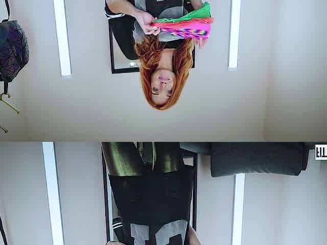 FITTING-ROOM Alternative Model Red Fox tries on some thongs and fucks her ass
