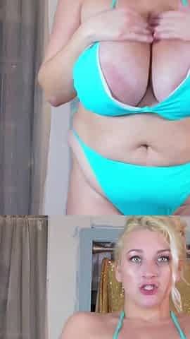 Cambria Curves huge tits bikini haul