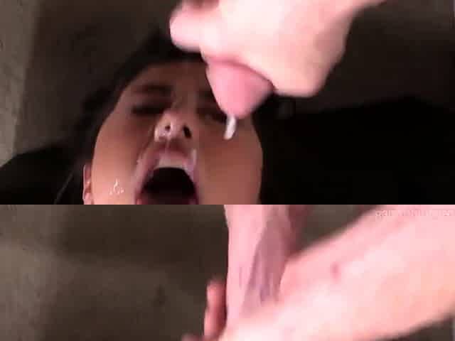 A super sexy brunette massages her big boobs