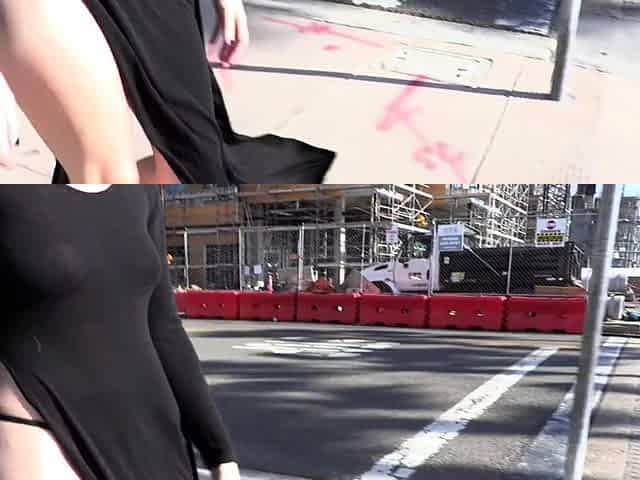 Shy Goth Exhibitionist - High Slit Sheer Dress Crotchless