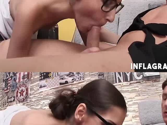 Jason Steel And Coco Kiss In Eu Babe In Glasses Eats A Big Wang
