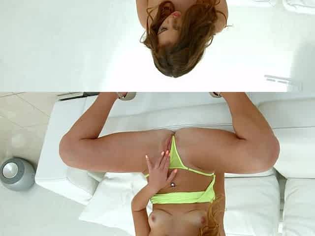 Redhead beauty Mila Fox in hot action, taking it all with passion.