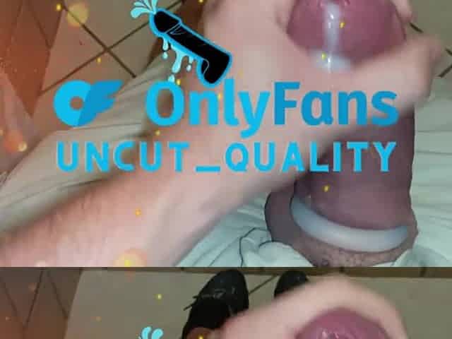 slow uncut taut foreskin play! phimosis big white dong