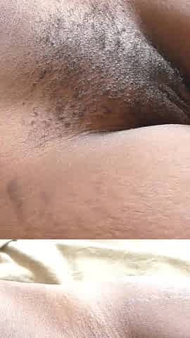 Beautiful Black Hairy Pussy Covered with Thick Cum