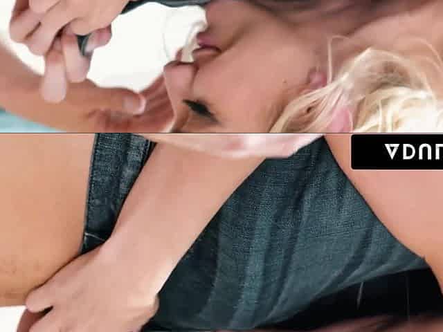 Insatiable blondie Kenna James makes out with Ryan Driller on the bed