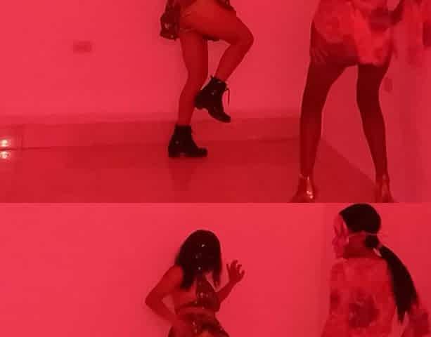 Best Friends Get Together to Do a Sensual Dance Showing Vaginas