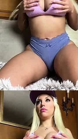 Cute blonde with big boobs solo