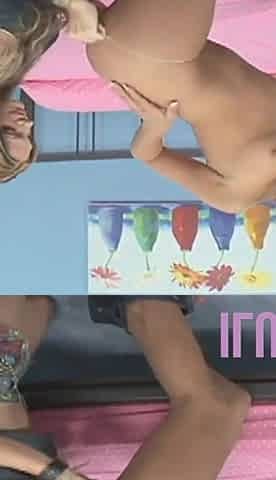 Dominant lesbian with tattoos fucking the blondie with a dildo