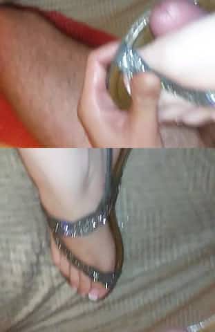 Sandals Shoejob huge cumshot aftermath