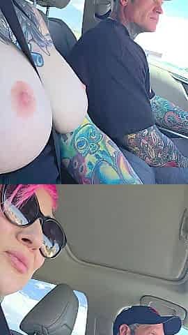 Exhibitionist Inked Wife Public Adventure