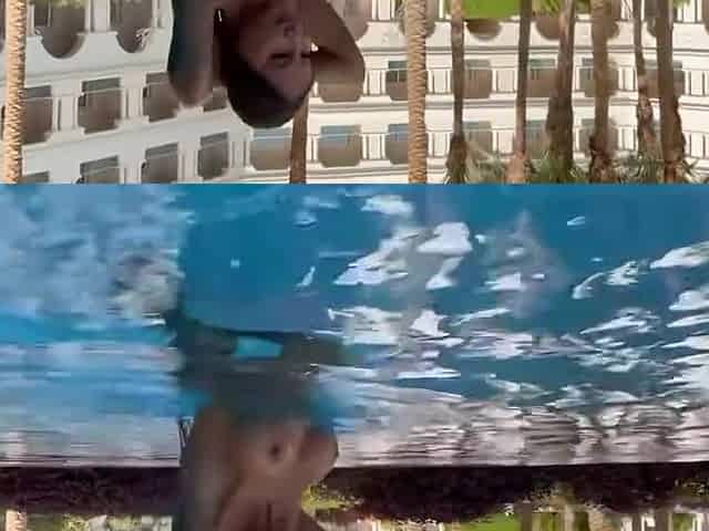 Sexy Swims Naked In Pool And Sea In Hot Country With Monika Fox