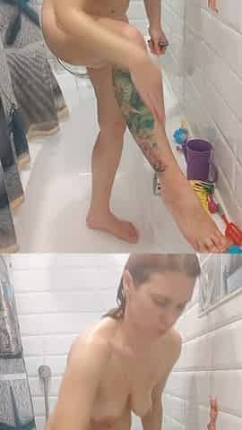 Shaving Hairy Pussy, Hairy Asshole and Legs in the Shower