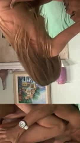 Horny blonde girl fucked and milked from his BBC on the couch