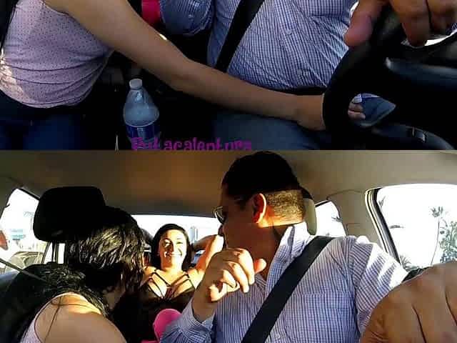 GISELLE MONTES AND EVITA LOVE BLOWJOB IN THE CAR