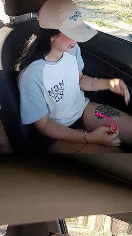 nasty and lustful angel uses sextoy on the way home.