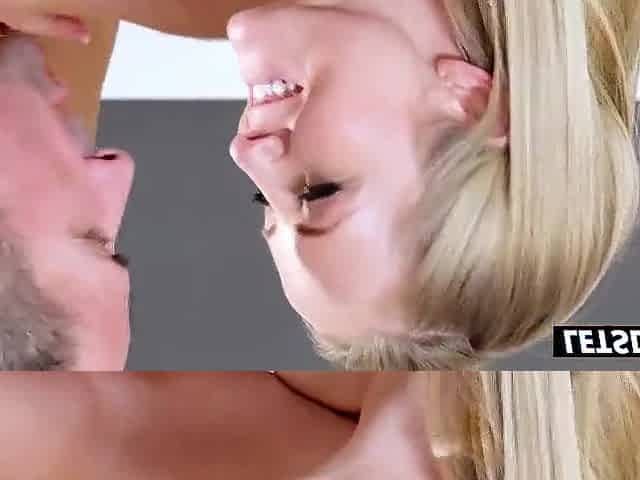 FFM 3some: Blond in Nylons Gets Her Vagina Eaten During the time that the Other Waits for His Ramrod