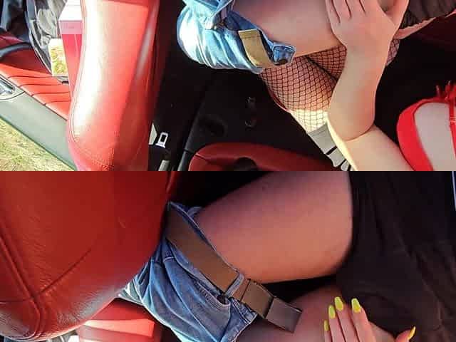 Busty girl enjoys car sex with creamy ending