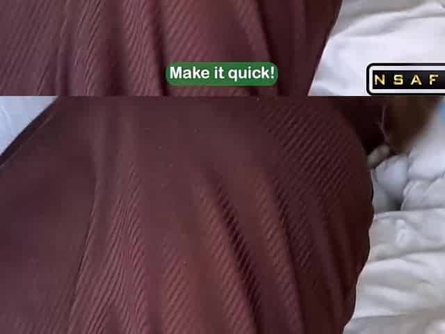 Busty stepsister teases in grey top with sensual pink panties