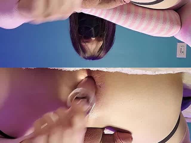 femboy in pink micro bikini endurance anal masturbation and handsfree climax