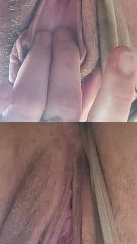 Pulls pants to the sides and fingers and explores wet twat