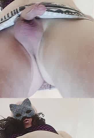 Homemade episode, climax. Put on a miniskirt and started stroking. Jizz flow beautifully