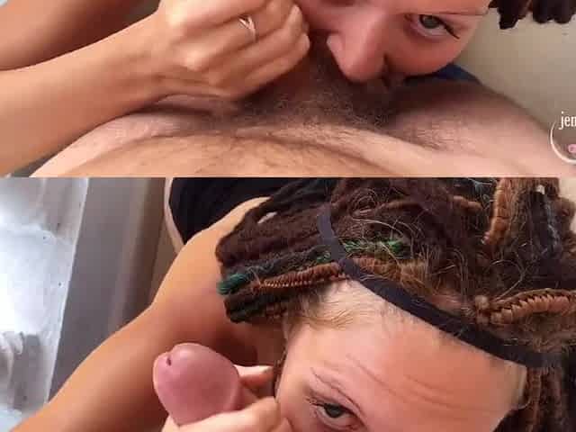 Tattooed beauty gets big dick from ass to mouth on the balcony