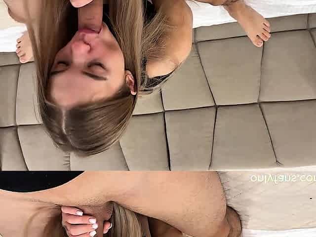 My gf's parents weren't home so we filmed a sex tape on their daybed