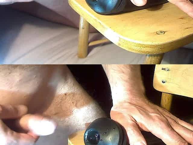 The Penis desires to feel the constricted rubber sleeve, and cum from it!