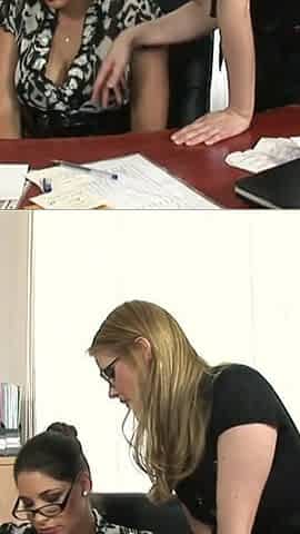 Lesbians get it on in the office