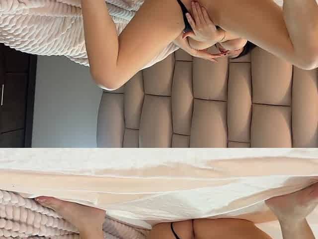 Cute busty step-sis got fucked in bed from behind in her shaved pussy