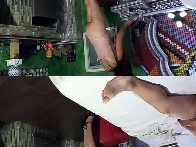 Public flashing in a hotel room - big ass Latina milf