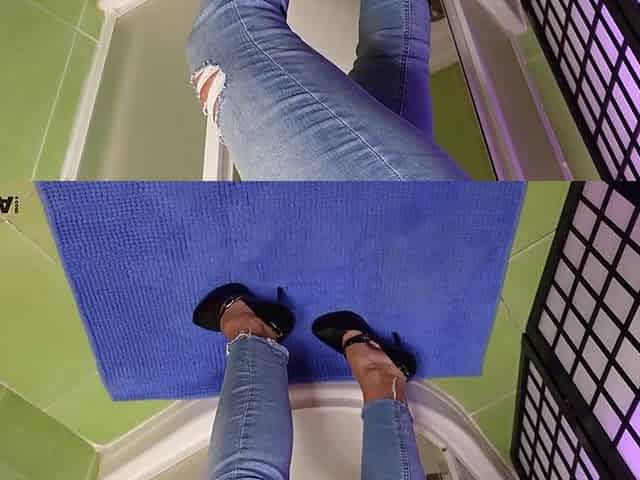 Shower in Jeans and Heels