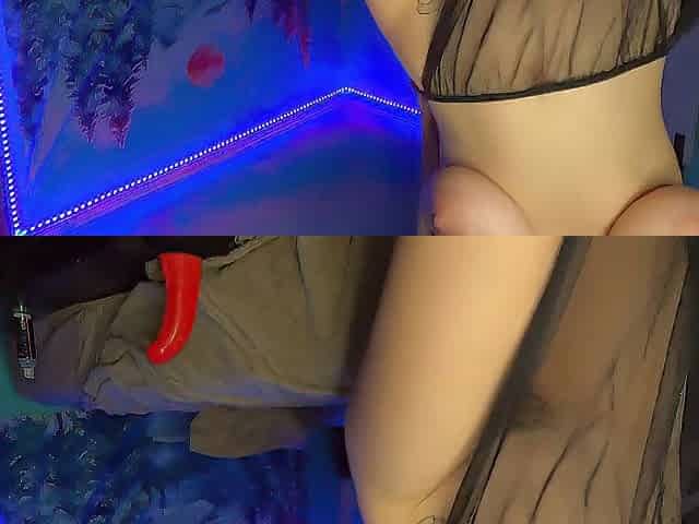 Sex junkie squirms on biggest red vibrator