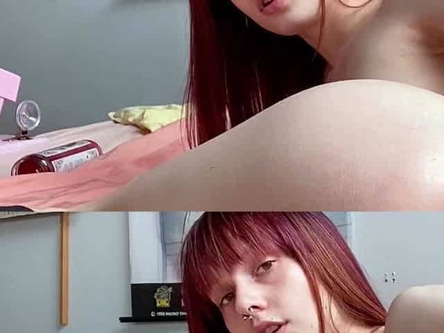 Sexy solo redhead enjoying close up pussy toying