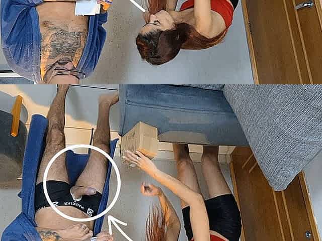 Perverted Old Man Receives Delivery Girl with His Dick Out!
