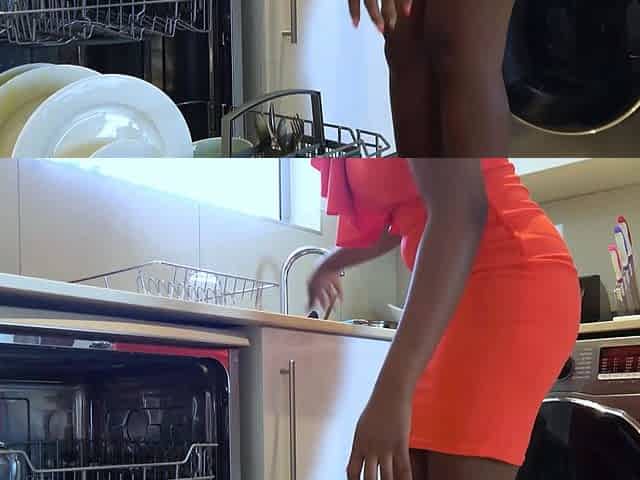 Curvy Ebony maid big booty spanking and fucking from behind