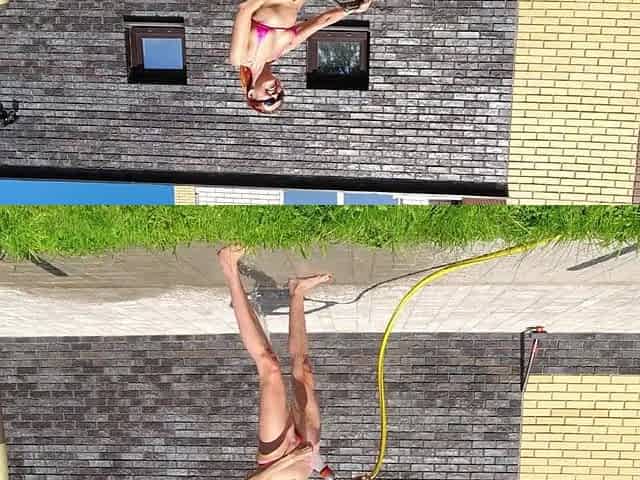 Pink bikini and pantyhose!