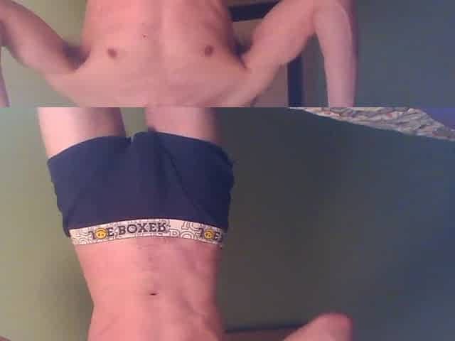Large ramrod fit guy jerking and flexing