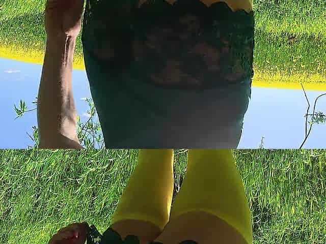Walking outdoor in yellow stocking