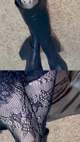 Playing with My Legs in Sexy Stocking and Boots